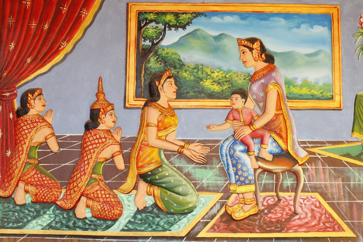 Klášter Preah Prom Rath Život Buddhovy matky Buddhy, která ho představuje jeho pečovateli, Siem Reap, Kambodža od Unbekannt