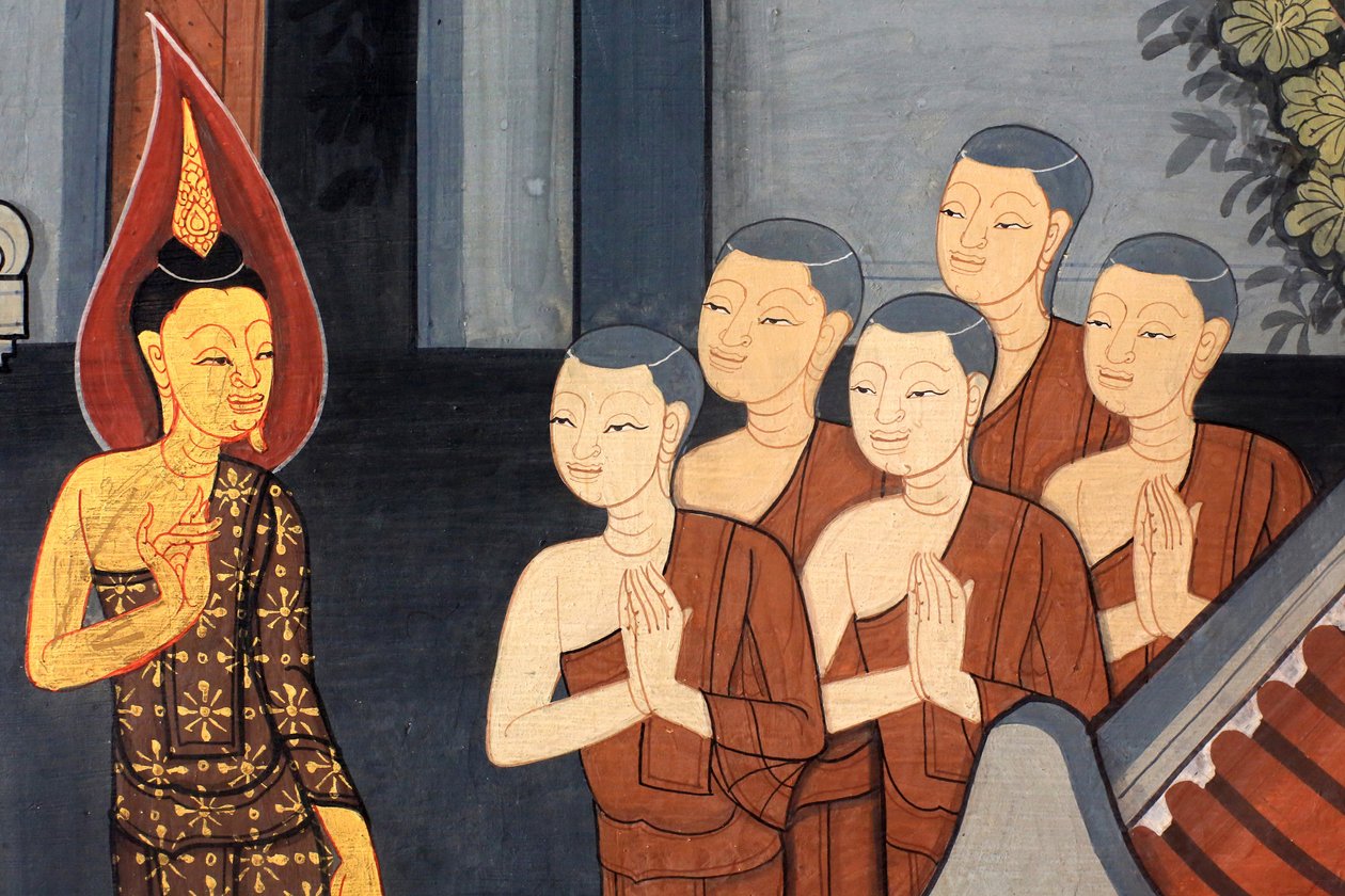 Princ Ráma. Detail nástěnné malby na vnitřních stěnách Vihary z doby krále Rámy III zobrazující Rámakien. Wat Pho - Wat Phra Chetuphon. 1788. Bangkok. Thajsko od Unbekannt