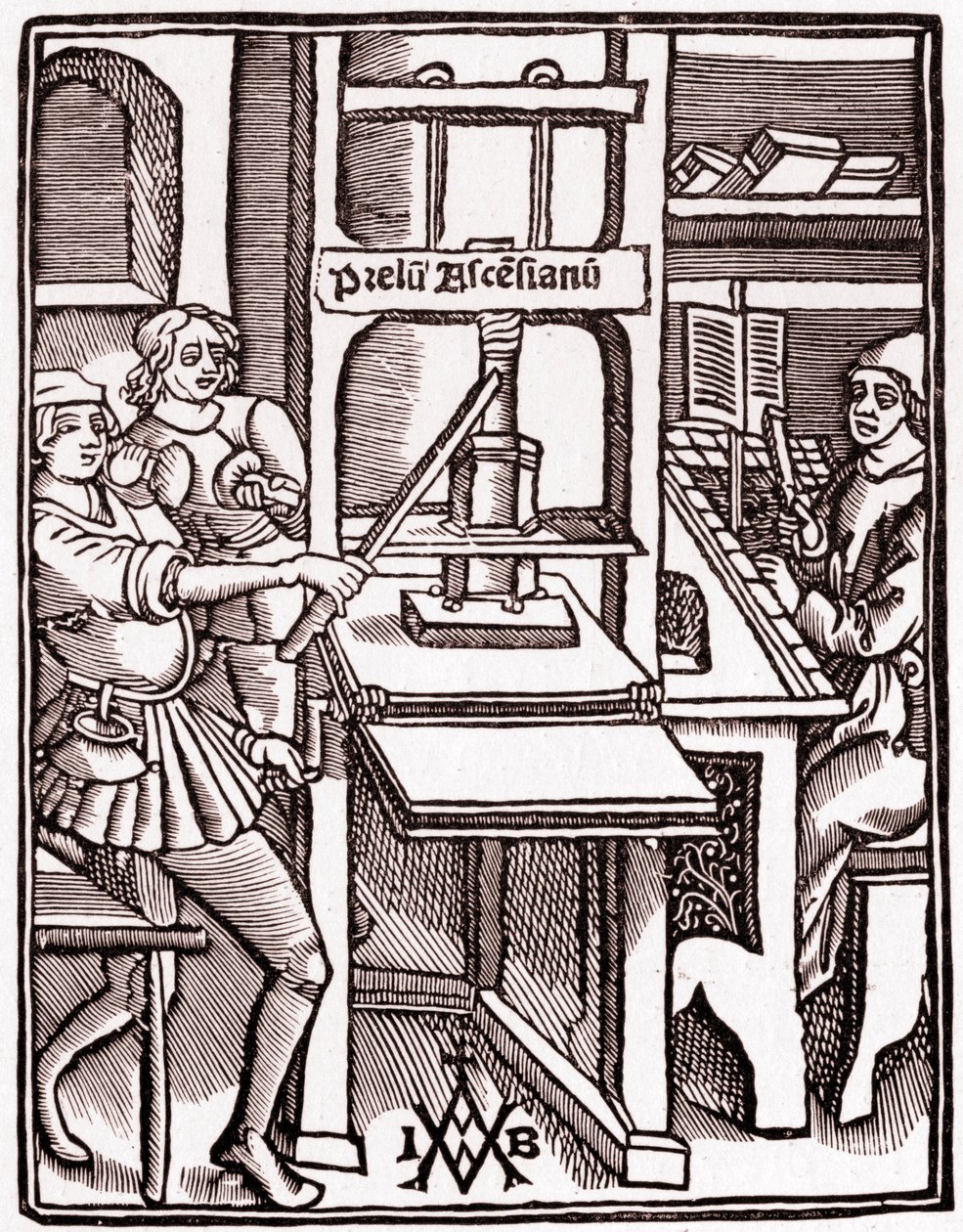 Tiskařský lis 1511 (rytina) od Unbekannter Künstler