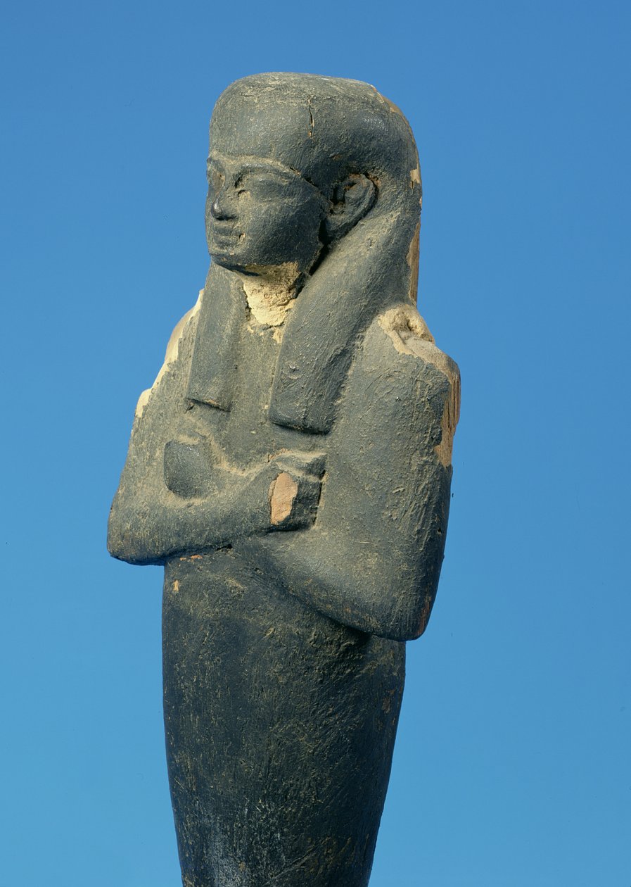 Postava Ptah-Sokar-Osiris s tripartitní parukou a zkříženýma rukama, Egypt, 21.-22. dynastie, cca 900 př. n. l. (dřevo) (detail 83306) od Unbekannt
