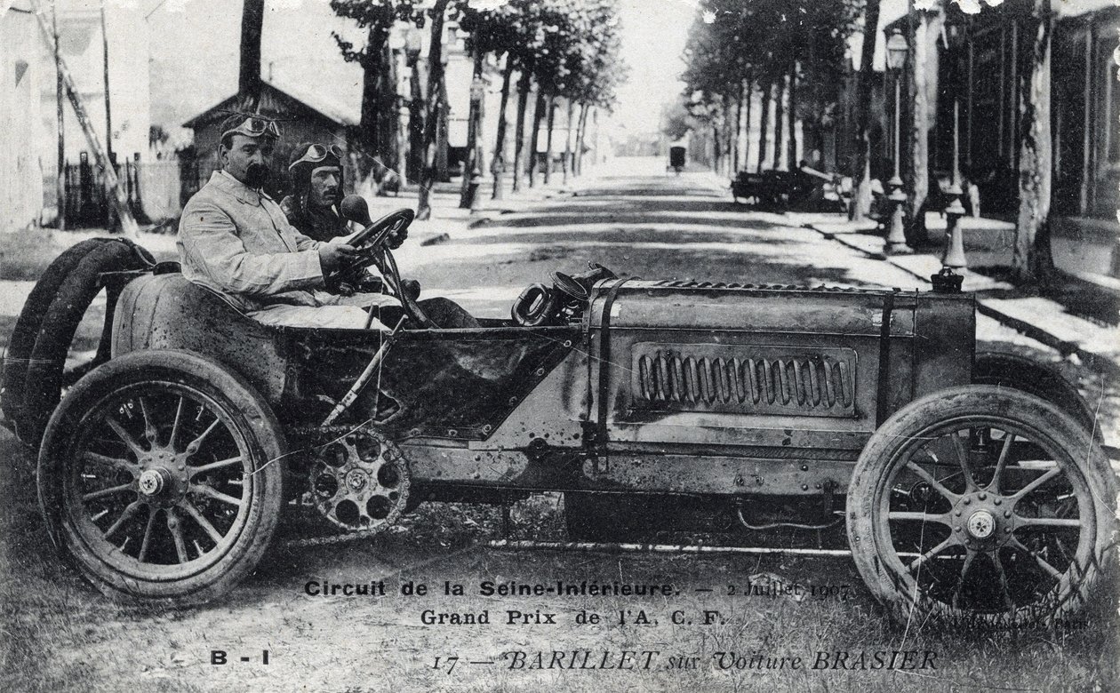 Racing, Grand Prix de France (ACF): Barel řídí vůz Brasier na okruhu Seine Inferior, 2. července od Unbekannt