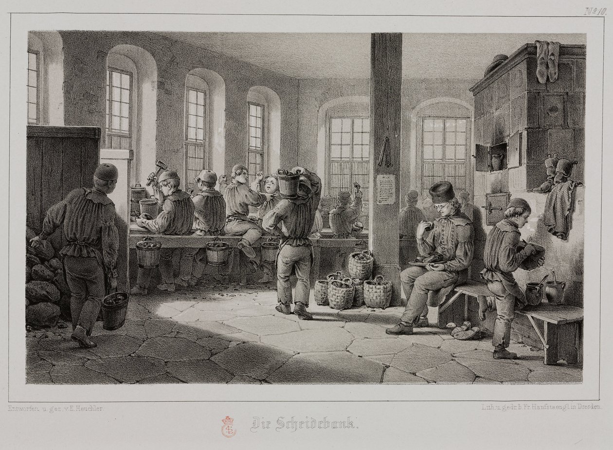 Zpracování surovin, metalurgie Zpracování kovové rudy, Německo, c 1851 od Unbekannt