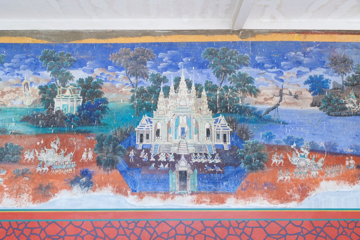 Reamker fresky zdobící stěny komplexu královského paláce v Phnom Penh, Kambodža (foto) od Unbekannter Künstler