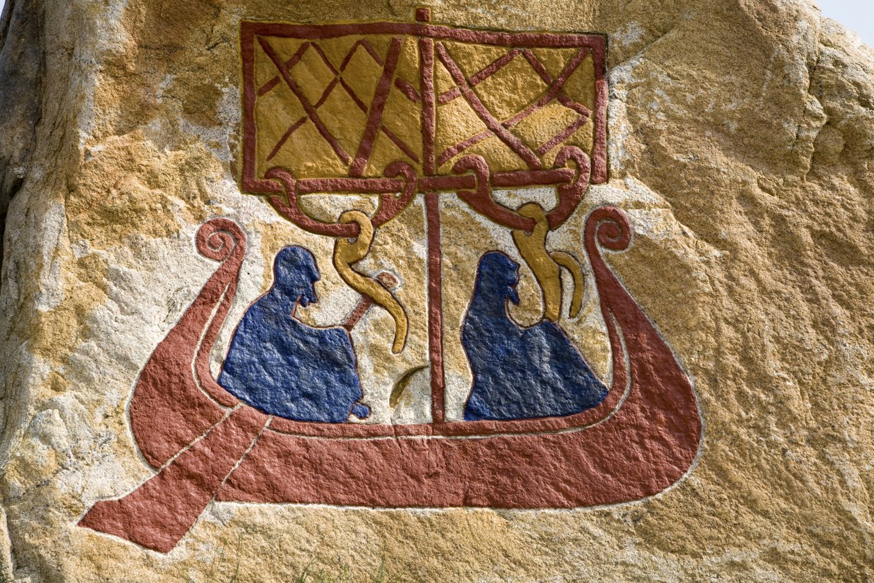 Registrace a reprezentace drakkaru (Vikingské lodi) Viking Rune. Muzeum Vikingů, Bork na fjordu Ringkoebing, Dánsko od Unbekannter Künstler