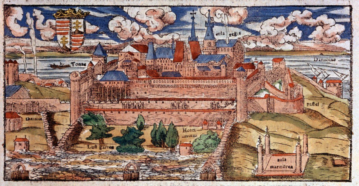 Zesílená Buda (Maďarsko), kolem roku 1550 (rytina) od Unbekannter Künstler