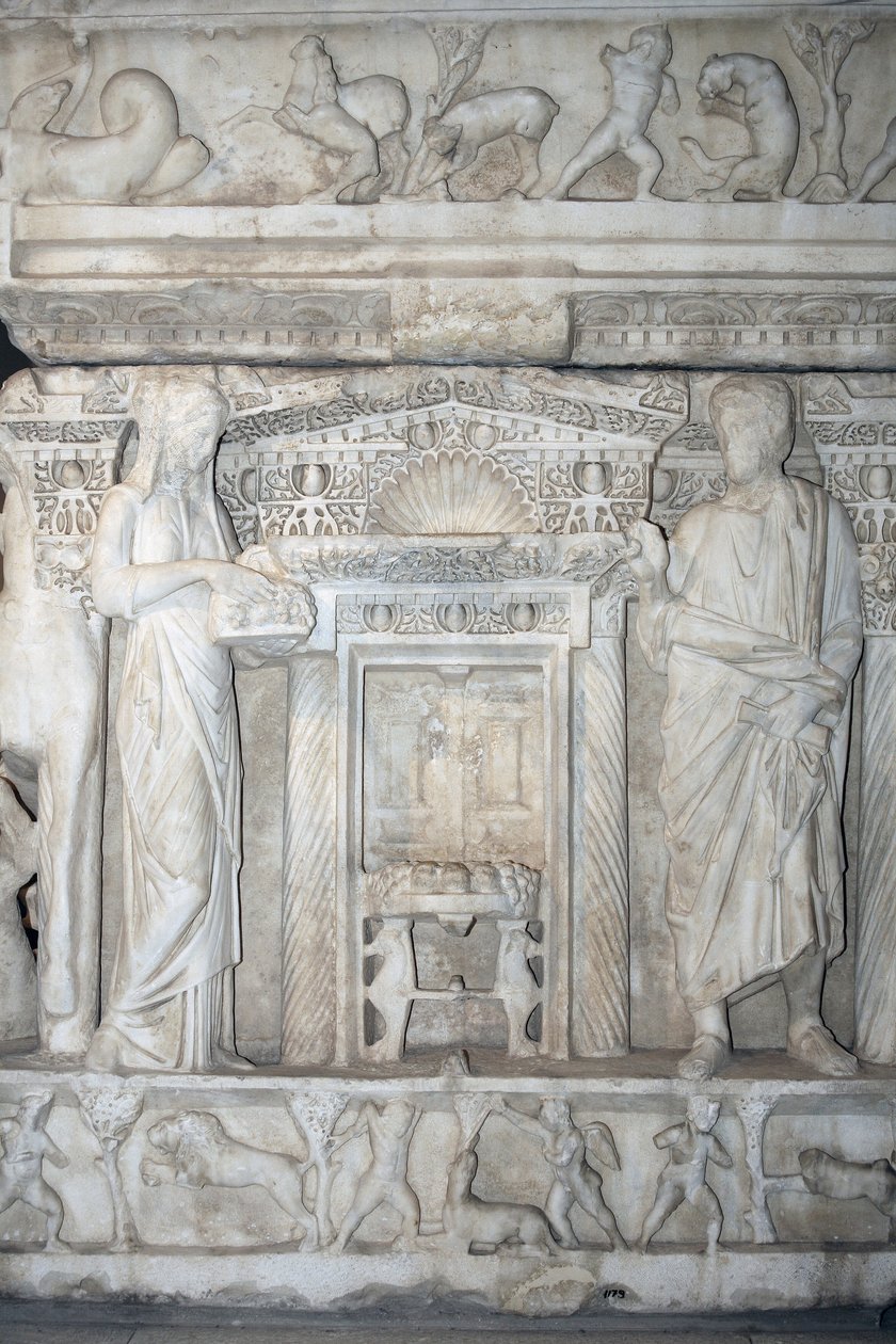 Reliéf na římský sarkofág typu Sidamara/Istanbulské muzeum/Turecko od William M. Timlin