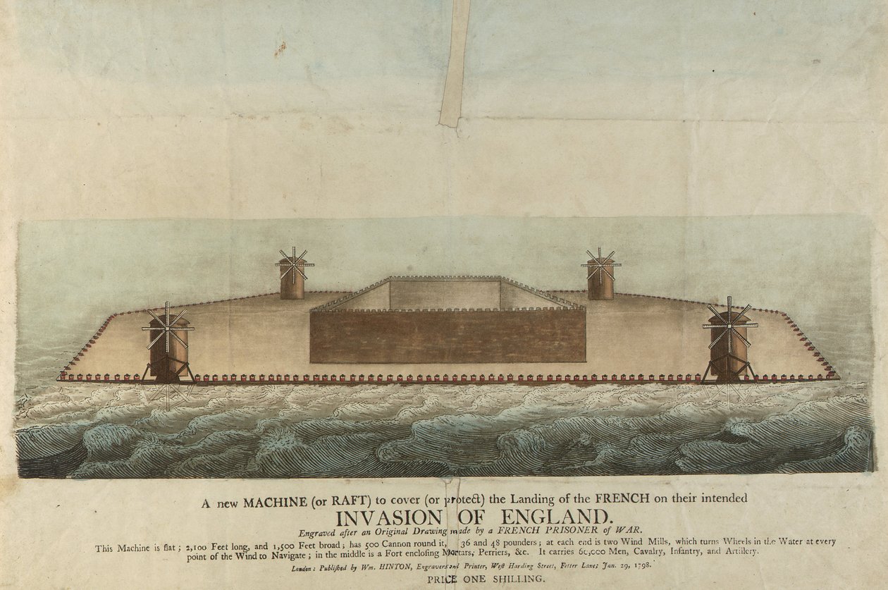 Vyobrazení francouzského voru, který měl v roce 1798 napadnout Velkou Británii (rytina) od Unbekannter Künstler