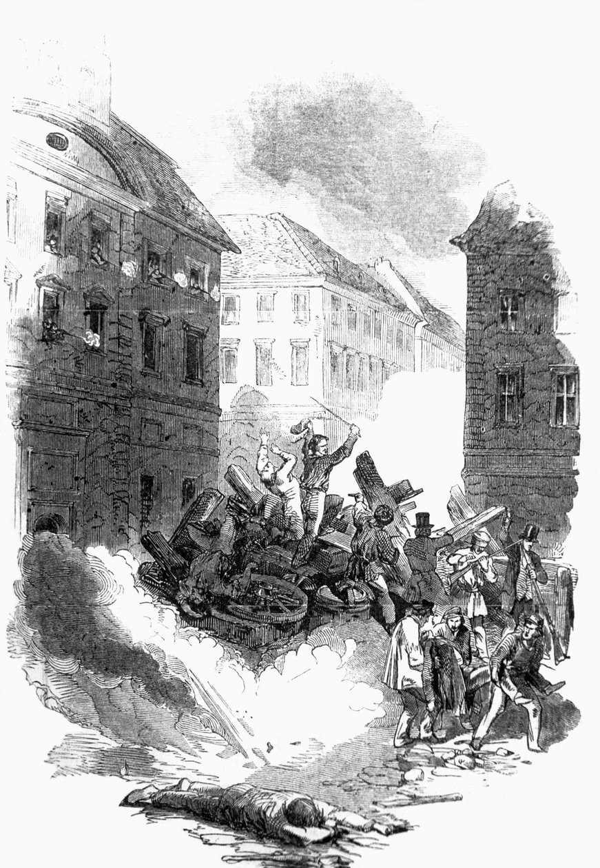 Revoluce v Berlíně v březnu od Unbekannter Künstler