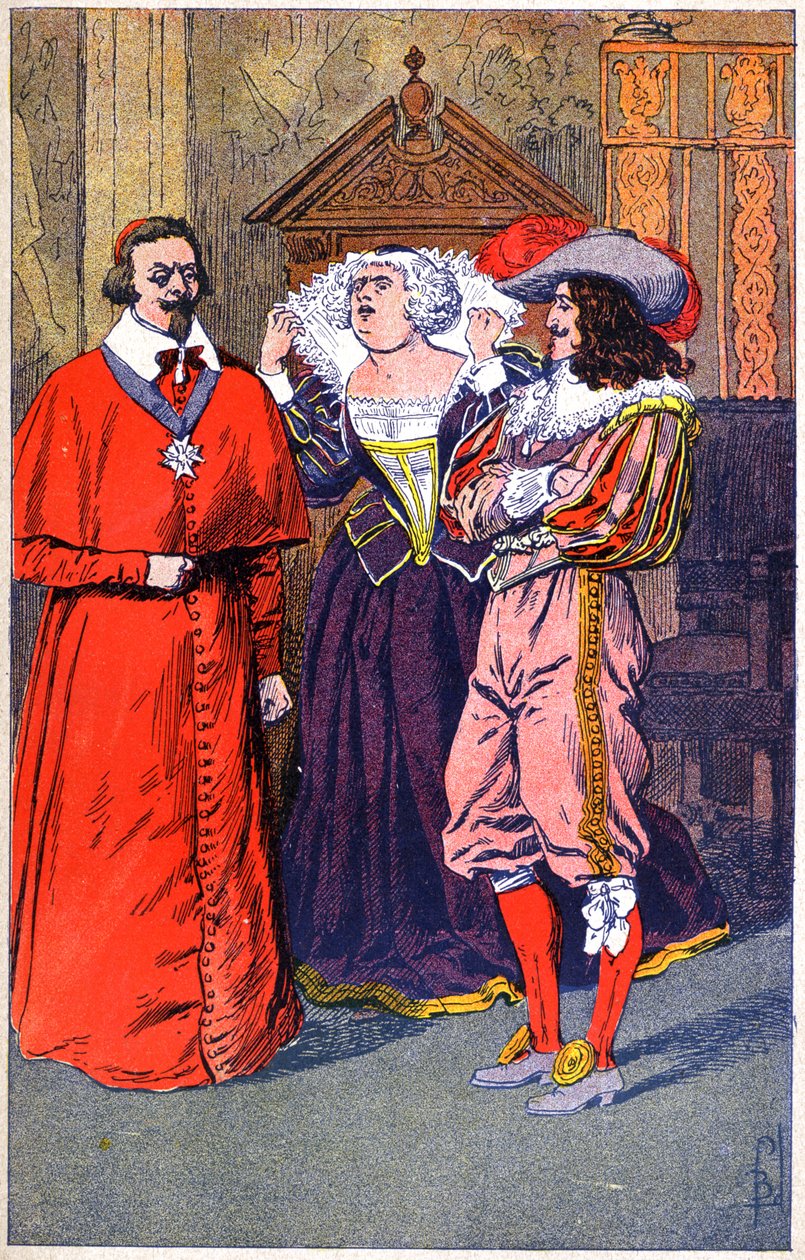 Richelieu, Marie Medicejská, Ludvík XIII, asi 1910-20 (ilustrace) od Unbekannter Künstler