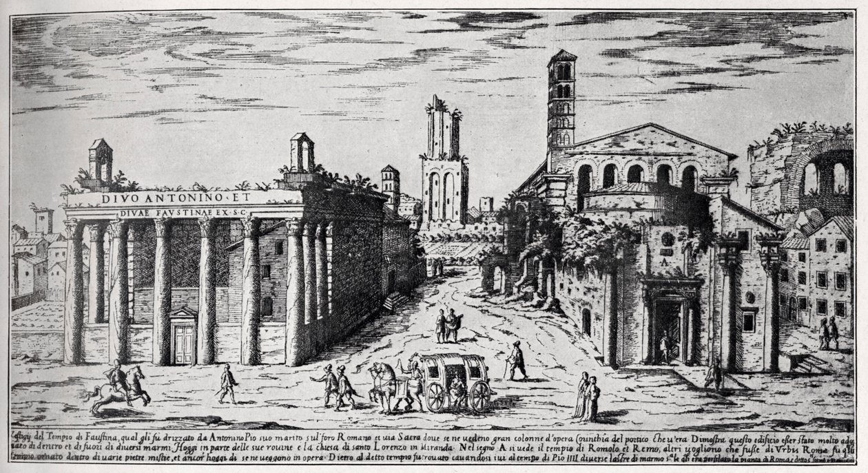 Forum Romanum 16. století (rytina) od Unbekannter Künstler