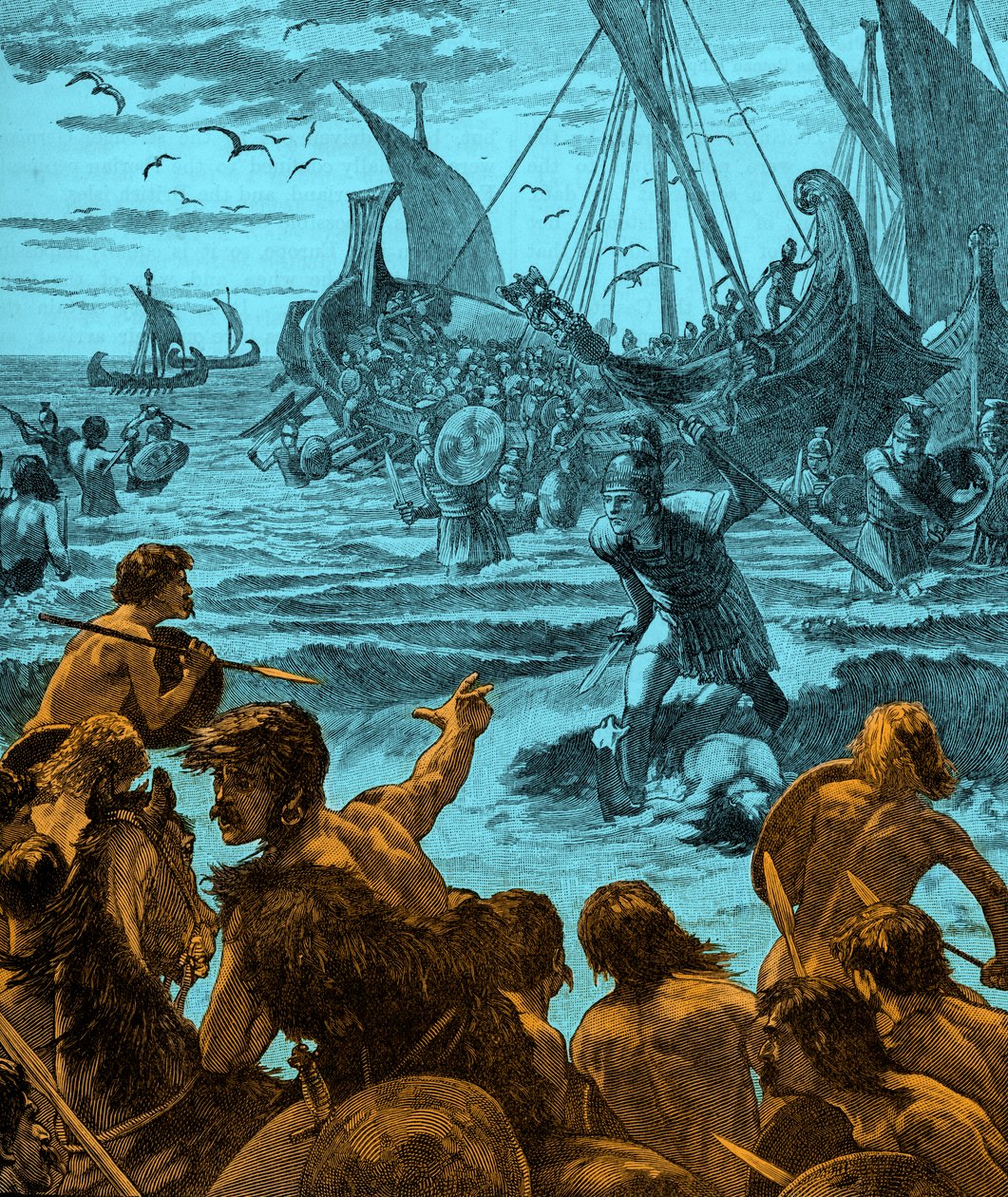 Římská invaze do Británie - ilustrace z počátku 20. století od Unbekannter Künstler