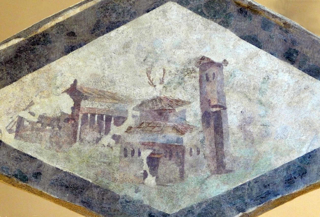 Římská vila, freska Domus z Clos de la Lombarde, Narbonne, kolem roku 200 (freska) od Unbekannter Künstler