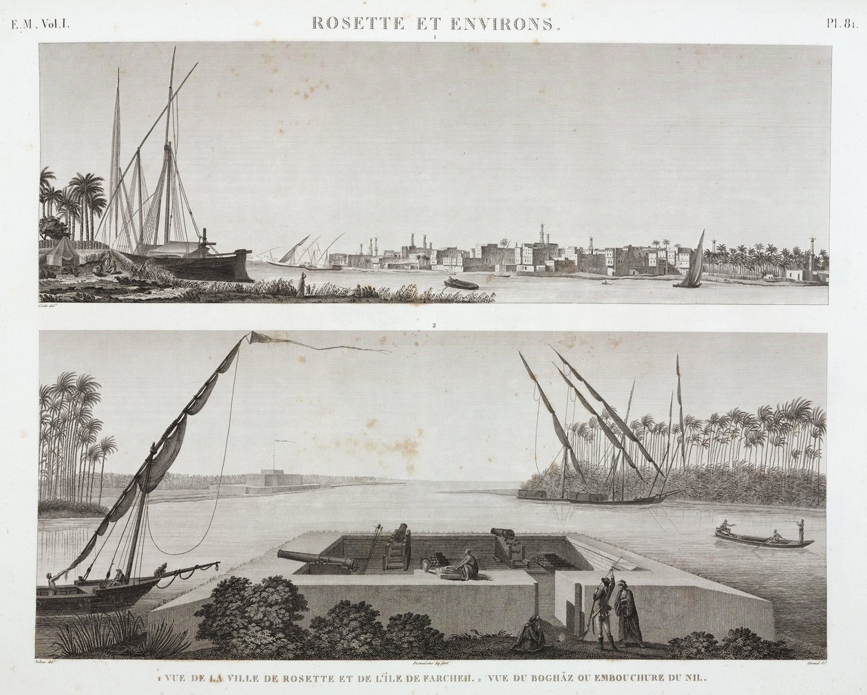 Rosetta a ústí Nilu, Egypt, c 1798 od Unbekannt
