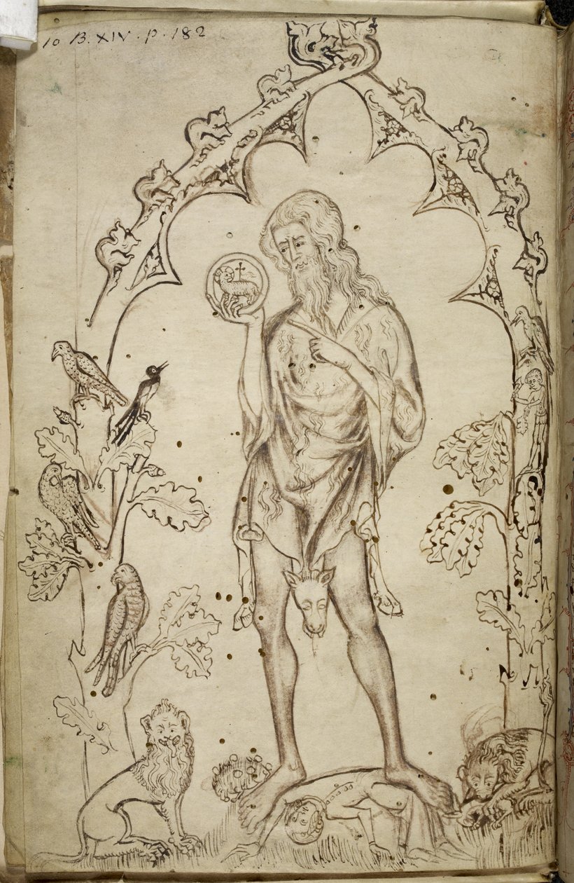 Royal MS 10 B XIV f.3 St John the Baptist (pero a inkoust na papíře) od Unbekannter Künstler