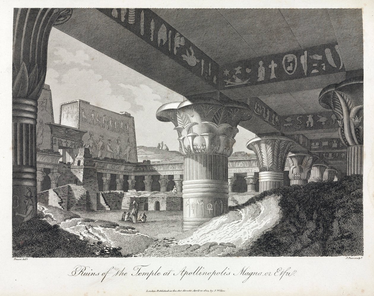 Ruiny chrámu Apollinopolis Magna v Edfu (současný Tell El Balamoun, Egypt) (původně chrám zasvěcený Horovi, stavba mezi 237 a 57 př.nl) od Unbekannt