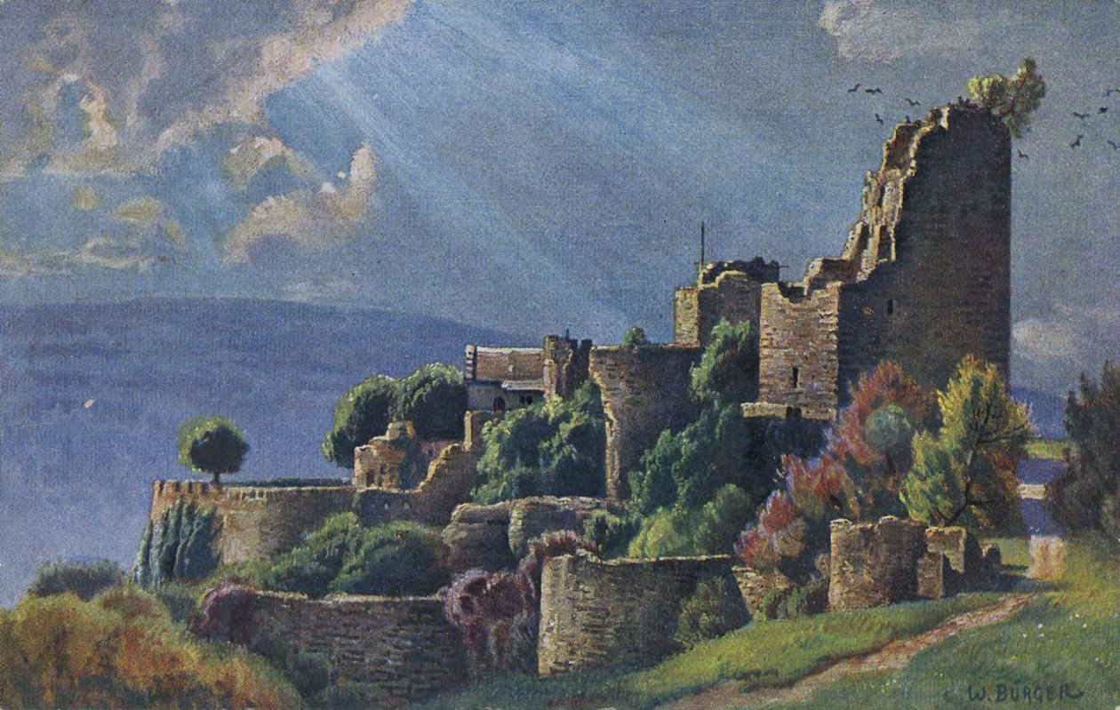 Zřícenina hradu Luetzelburg v pohoří Vogézy, Lutzelbourg ve francouzském departementu Moselle od Unbekannter Künstler