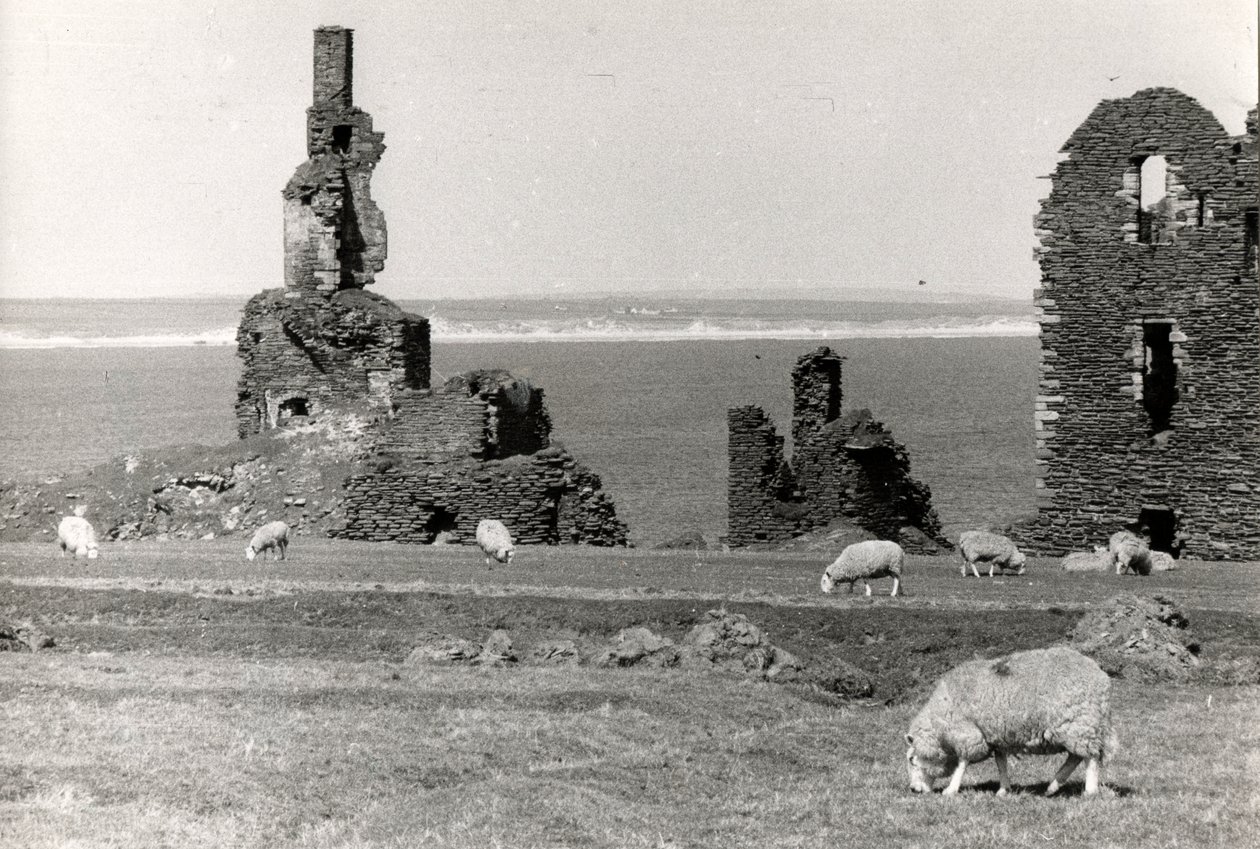 Zřícenina hradu, Wick, Highlands (č/b foto) od Unbekannt