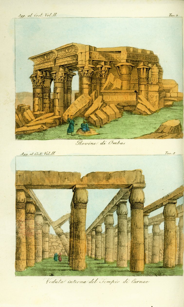 Ruiny chrámu Kom Ombo (Ombas), Núbie a pohled na chrám Karnak, Luxor, Egypt od Unbekannt