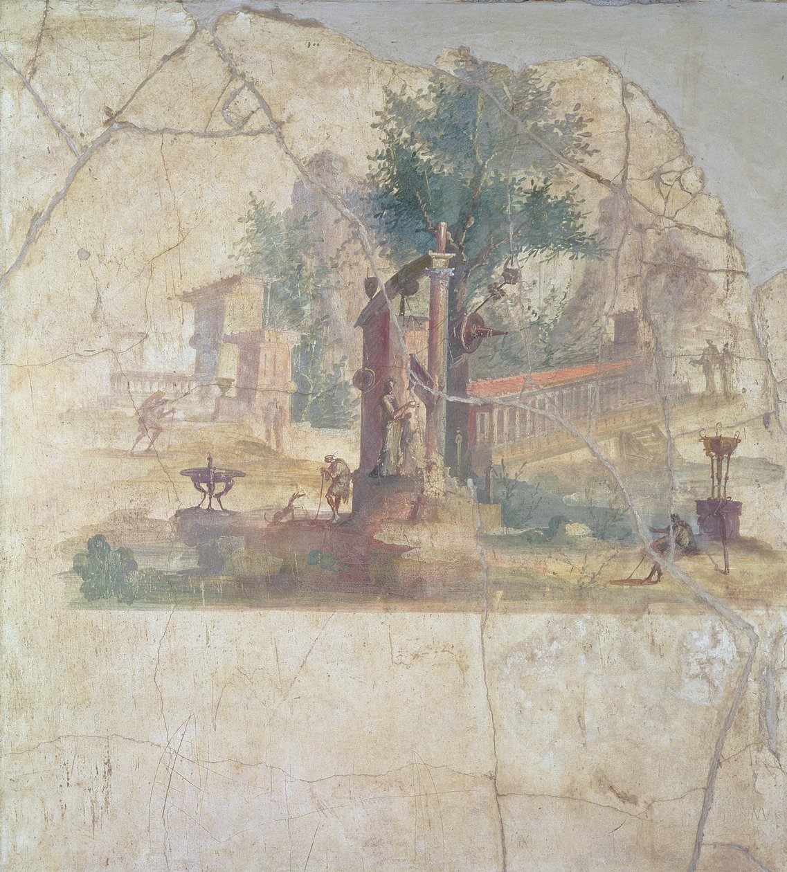 Sacro-idylická krajina, z vily Agrippa v Boscoreale, století našeho letopočtu (freska) od Unbekannt