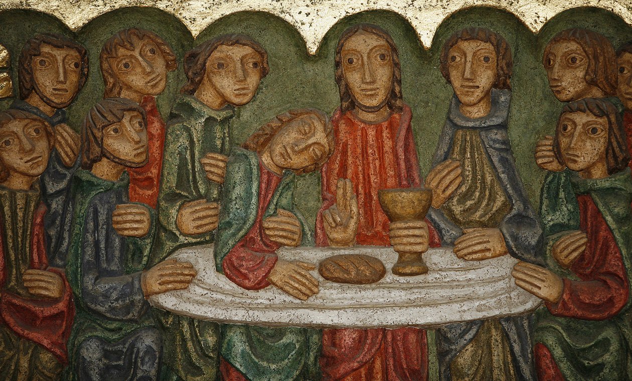 Socha hlavního oltáře katedrály Saint-Samson: Poslední večeře (Claude Gruer 1980), Dol-de-Bretagne, Francie od Unbekannt