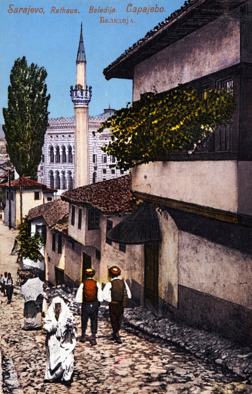 Sarajevo, hlavní město Bosny a Hercegoviny, počátek 20. století (pohlednice) od Unbekannter Künstler