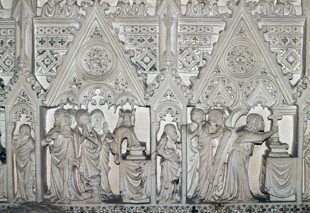 Sarkofág Pedro I (1320-1367) s výjevy ze života svatého Bartoloměje, kostel kláštera Alcobaca (Seznam světového dědictví UNESCO od Benjamin Baud
