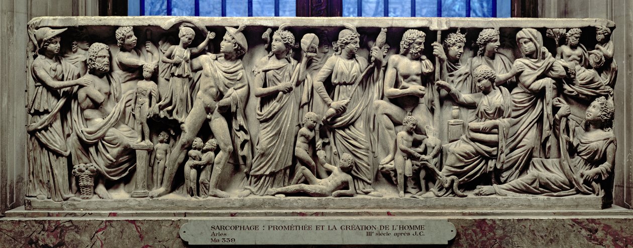 Sarkofág s reliéfem zobrazujícím Prométhea a stvoření člověka, římský, z Arles, 3. století našeho letopočtu (mramor) od Unbekannt