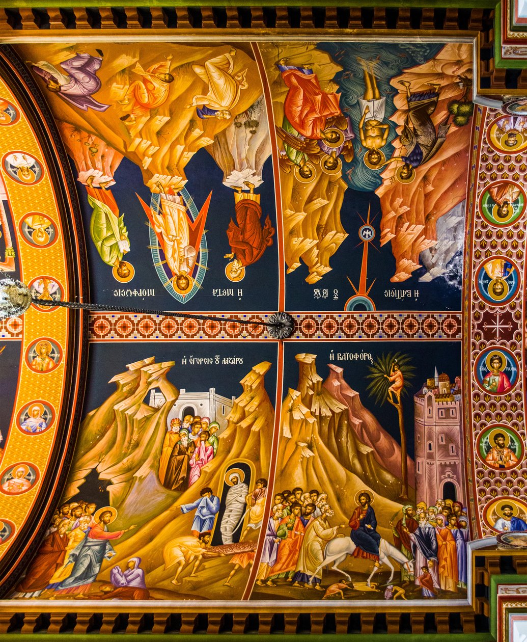 Scény z Nového zákona, byzantská katedrála Minas s barevnými freskami, Heraklion (foto) od Unbekannter Künstler