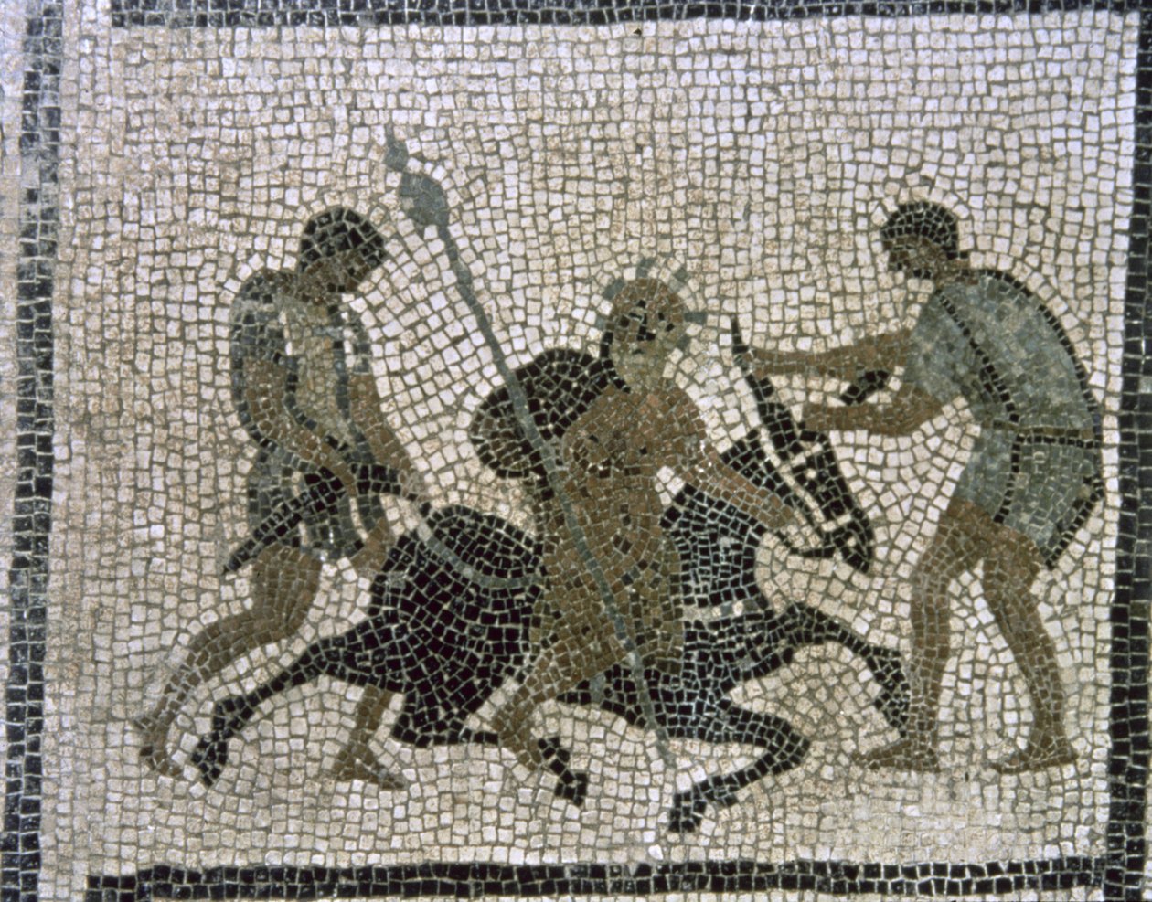 Silenus na oslu, detail z mozaiky od Unbekannter Künstler
