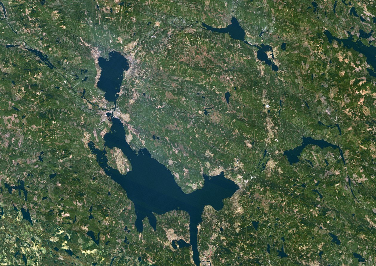 Siljan Meteor Impact Crater, Švédsko, True Color Satellite Image od Unbekannter Künstler