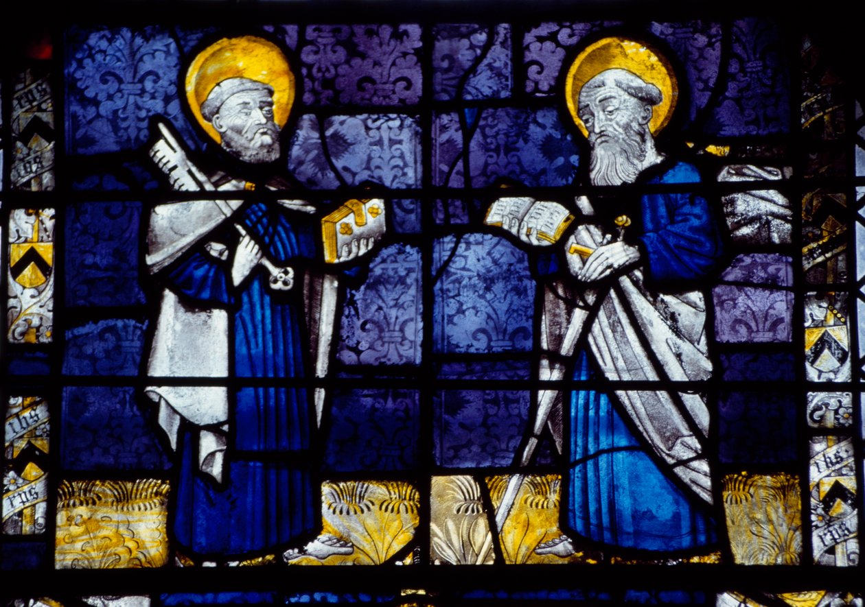 St Peter and St Paul, vitráže z převorského kostela, Le Bourget du Lac, Savoy, Francie od Benjamin Baud