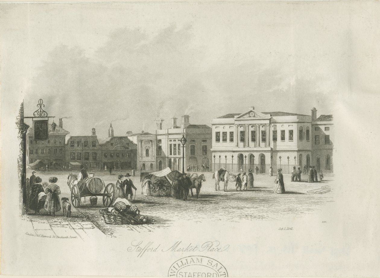 Stafford - Market Place: rytina, nd [c 1841] od Unbekannt