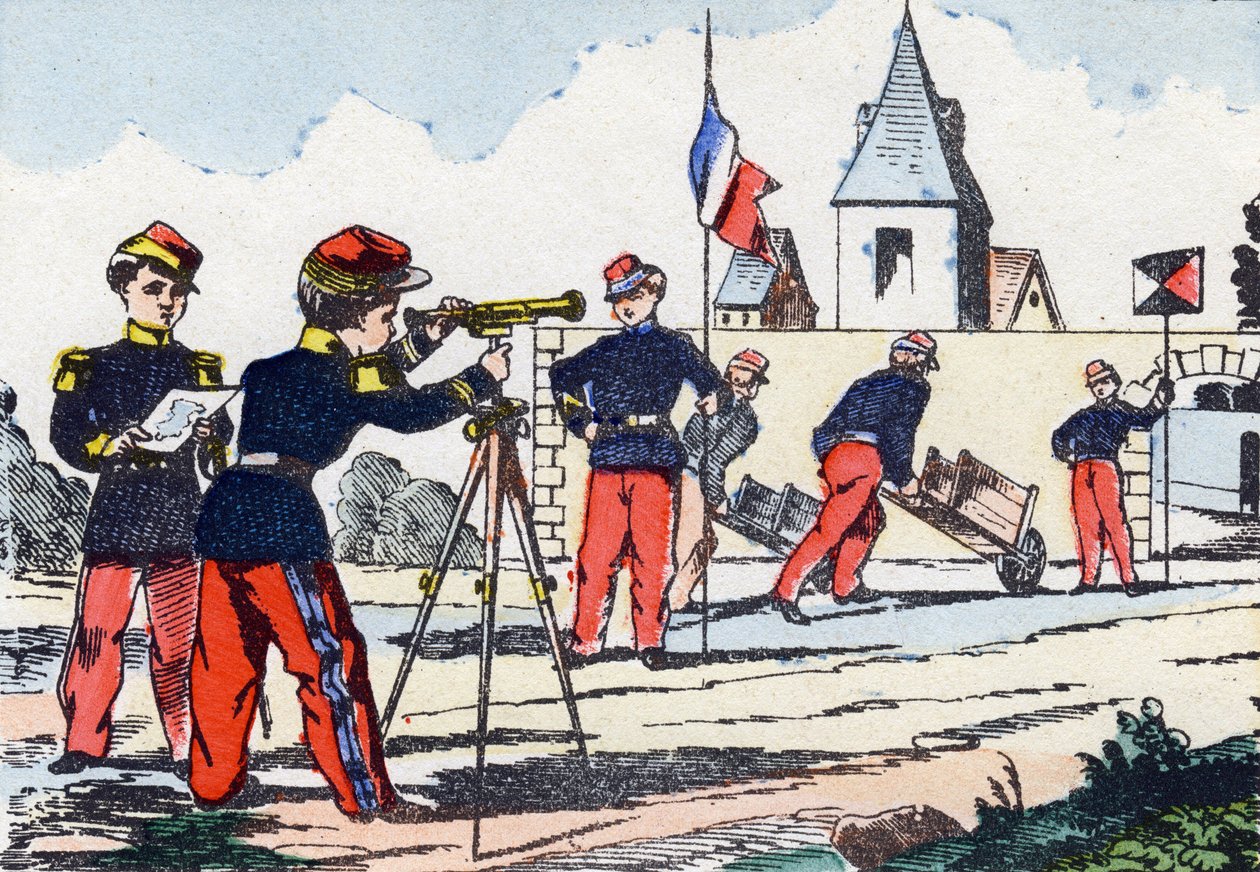 Stalkeři. Rytina v "Dětské vojenské abecedě"". Snímky Pont-a-Mousson, cca 1890. 20 stran. Slunce: 28,5 x 21 cm od Unbekannt