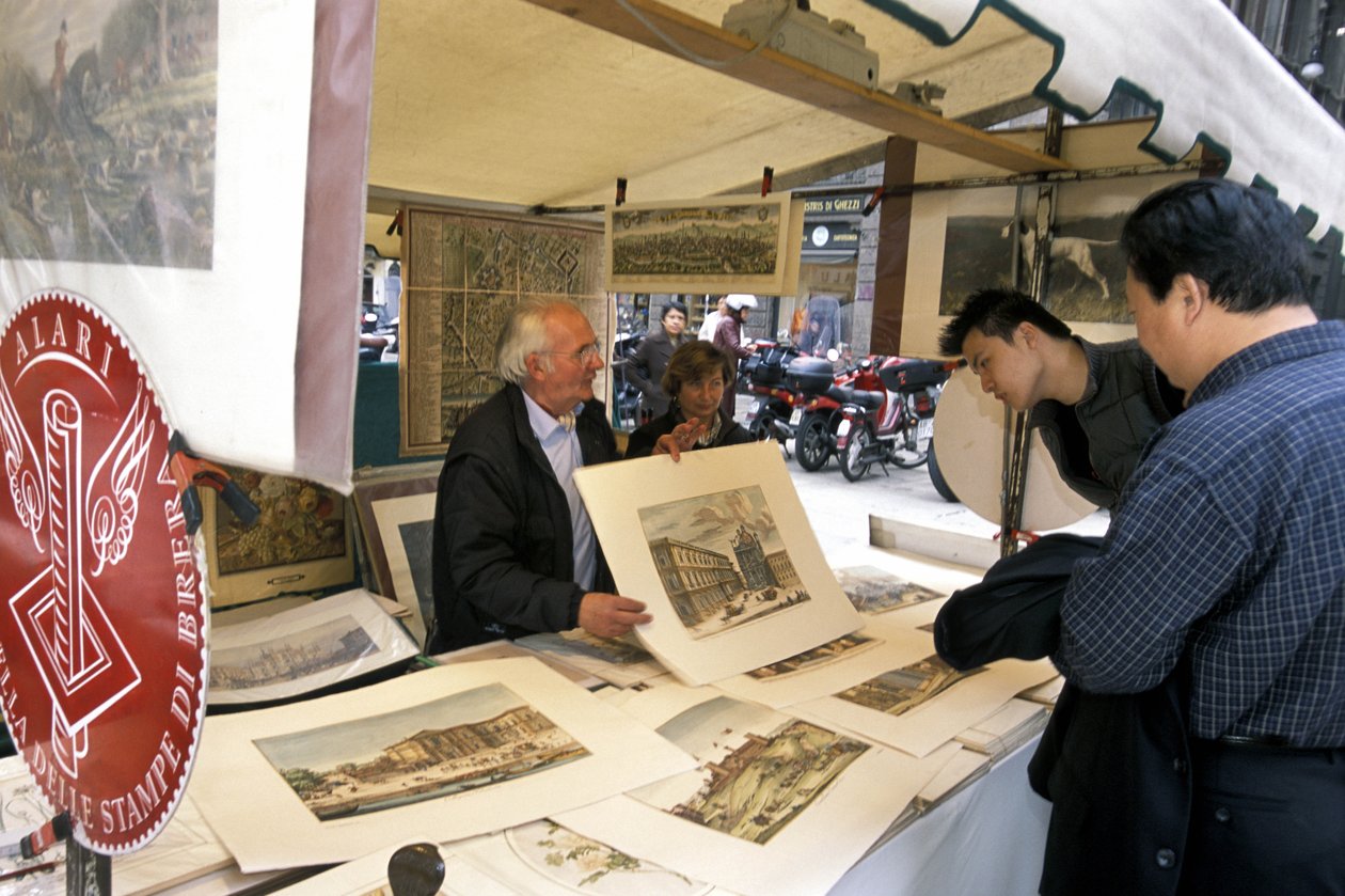 Stánek s tiskem, Piazza del Carmine, Milán, Lombardie, Itálie od Unbekannt