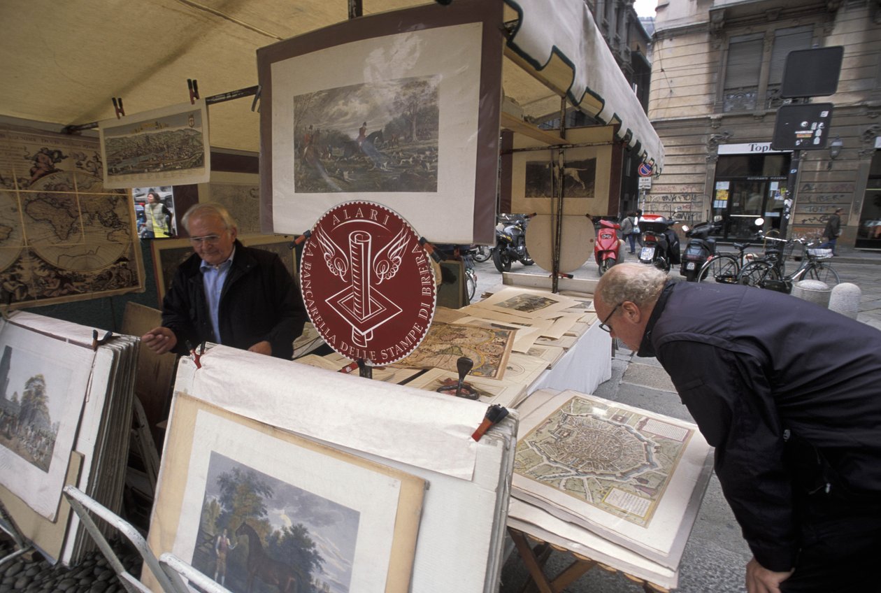 Stánek s tiskem, Piazza del Carmine, Milán, Lombardie, Itálie od Unbekannt