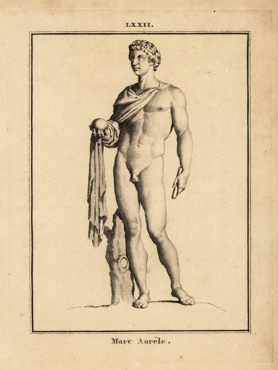 Socha římského císaře Marca Aurelia, Marcus Aurelius Antoninus Augustus; nahý s koulí a žezlem od Unbekannt