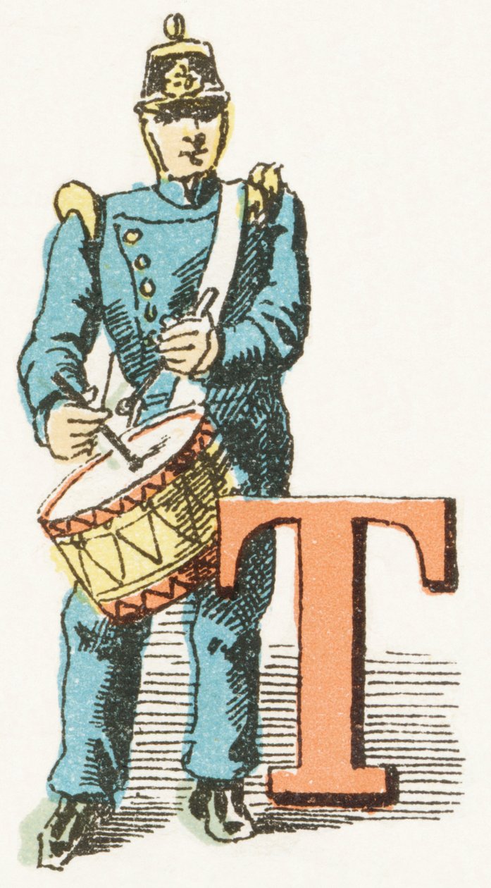 T - Tambour - Childish Alphabet, Editions Gordinne 1920 (rytina) od Unbekannt