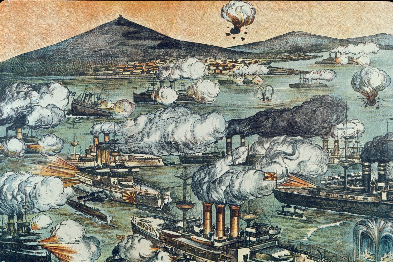 Bitva o Port Arthur dne 08.02.1904 (rytina) od Unbekannter Künstler