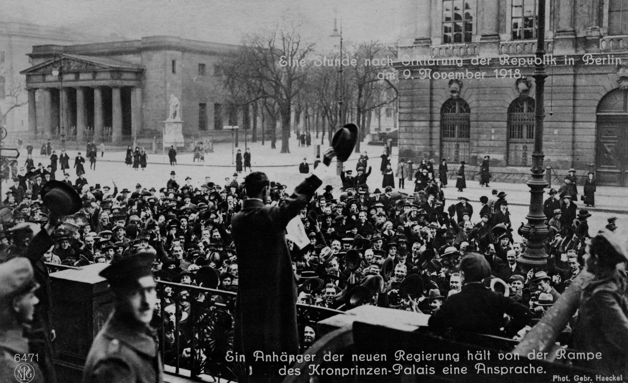 Vyhlášení republiky v Berlíně, 9. listopadu 1918 od Unbekannter Künstler