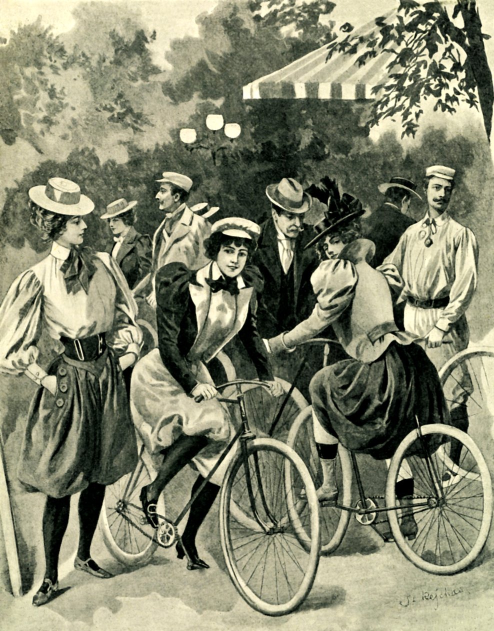 Móda jízdních kol v Bois de Boulogne od Unbekannter Künstler