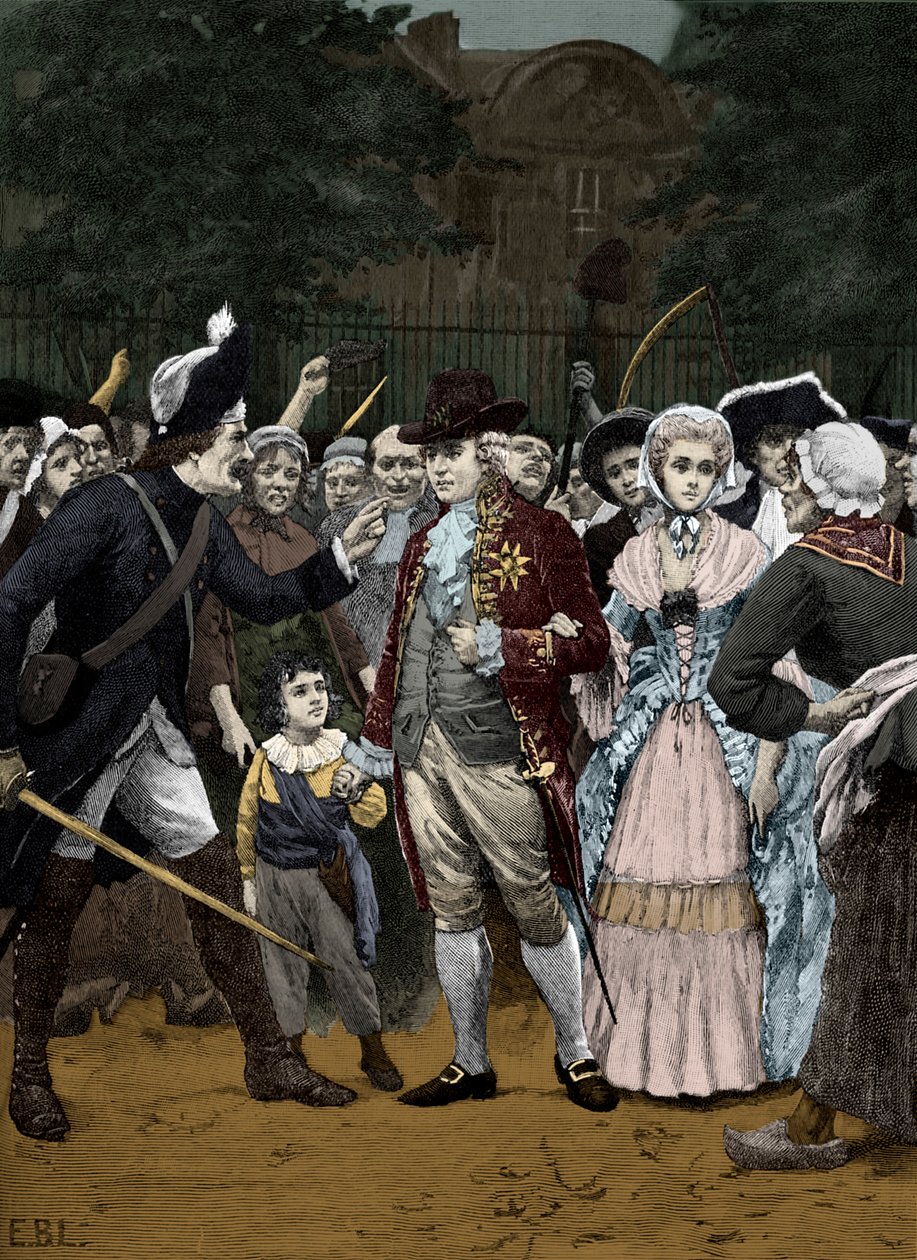 Francouzská královská rodina na cestě na shromáždění 1792 od Unbekannter Künstler