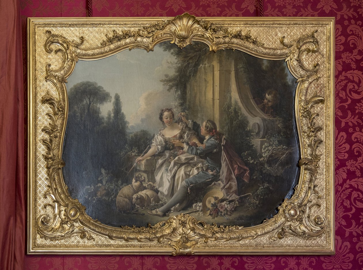 Galantní pastor nebo Garland. Obraz Francoise Bouchera (1703-1770). Princeznin průvod nebo přehlídková místnost. Hotel de Soubise, Paříž od Unbekannt