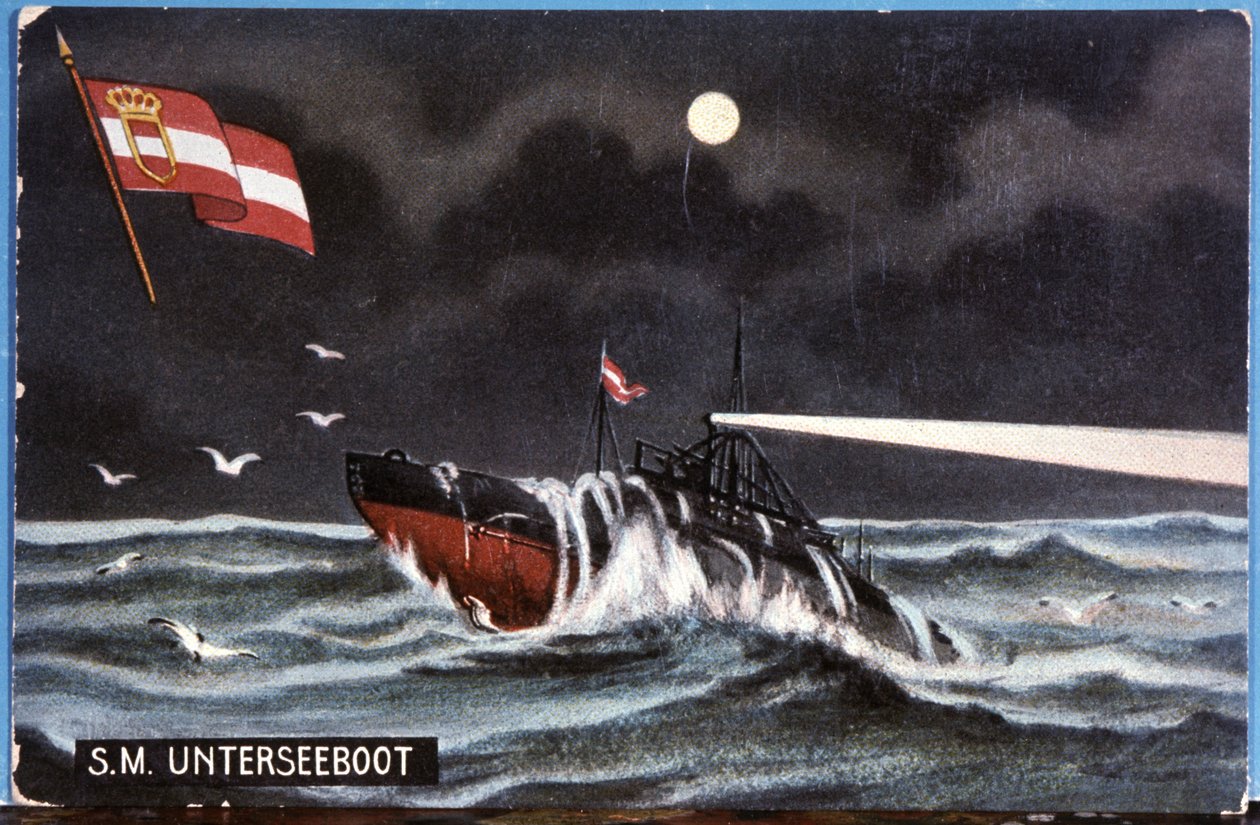 Německá ponorka Unterseeboot, počátek 20. století (ilustrace) od Unbekannter Künstler