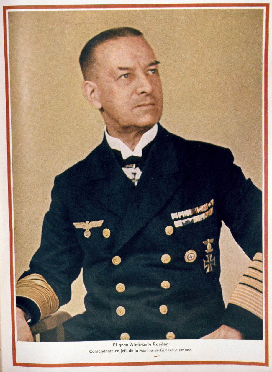 Velký admirál Raeder (1876-1960), vrchní velitel námořní pěchoty, z časopisu Signal, č. 3, první vydání z února 1943 (foto) od Unbekannter Künstler
