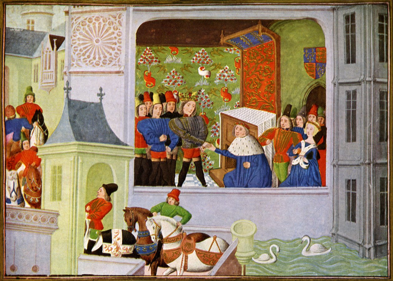 Rozhovor Richarda II. s vévodou z Gloucesteru na hradě Pleshy od Unbekannter Künstler