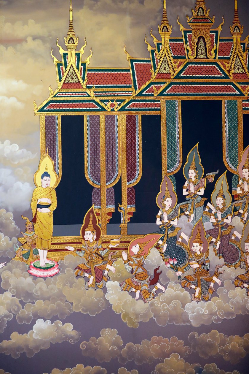 Život Buddhy, nástěnná freska, chrám Wat Botum, Phnom Penh, 2022 (foto) od Unbekannter Künstler
