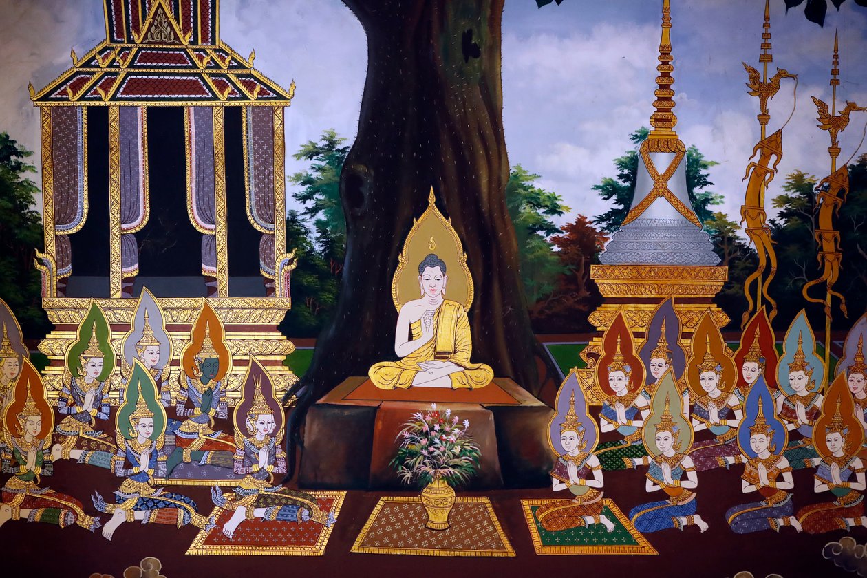 Život Buddhy, nástěnná freska, chrám Wat Botum, Phnom Penh, 2022 (foto) od Unbekannter Künstler