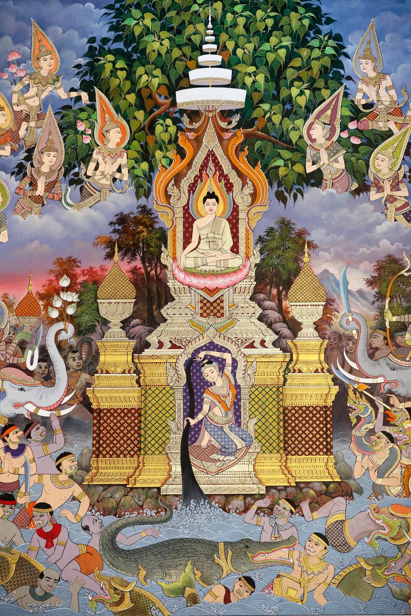 Život Buddhy, nástěnná freska, klášter Wat Maniratanaram, Phnom Penh, 2022 (foto) od Unbekannter Künstler