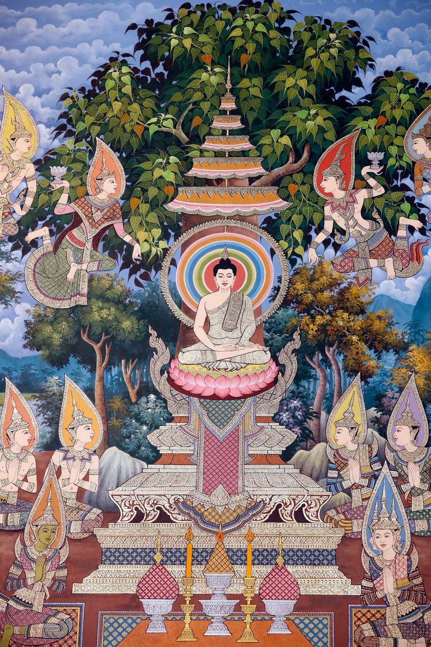 Život Buddhy, nástěnná freska, klášter Wat Maniratanaram, Phnom Penh, 2022 (foto) od Unbekannter Künstler