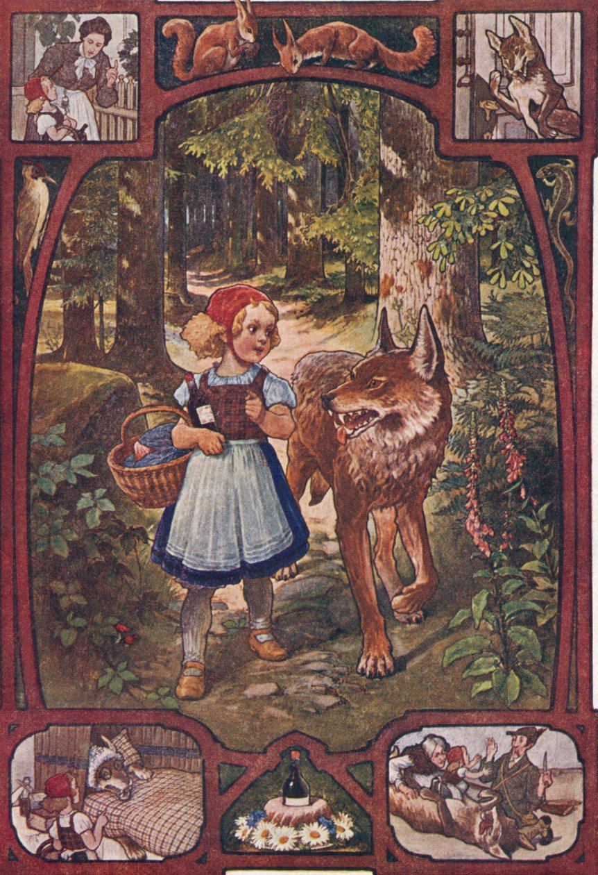 Červená karkulka, kolem roku 1910 (tisk) od Unbekannter Künstler